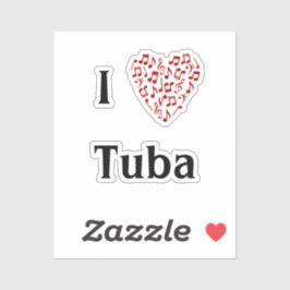 チューバ 赤いハート ミュージック ノート ビニール シール