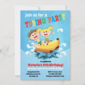 チュービングバナナボートバースデーパーティ招待状 招待状 (正面)