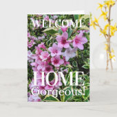 チューブラピンクフラワーウェルカムホームカスタム カード (黄色い花)