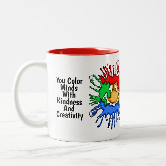 チューブ絵を描スマイル先生マグカップ ツートーンマグカップ (左)