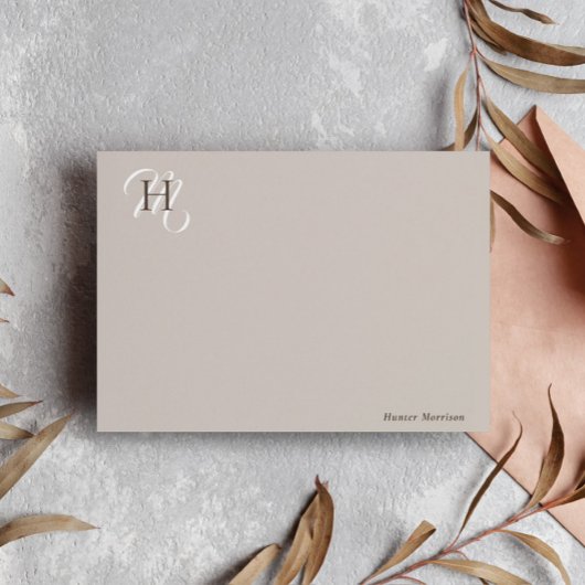 チューペブラウンスタックイニシャル エレガント ノートカード