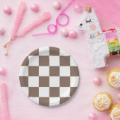 チューペブラウン/白市松模様に ペーパープレート (パーティー)