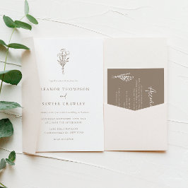 チューペモダンミニマルフローラブーケ結婚ス 招待状