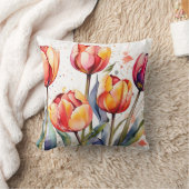 チューリはっきりしたップ開花カラフルモダン クッション (ブランケット)