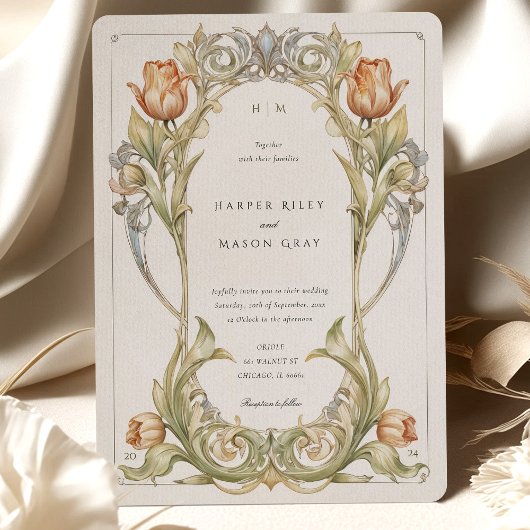 チューリエレガントップアールヌーボー結婚式招待状 招待状