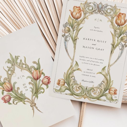 チューリエレガントップアールヌーボー結婚式招待状 招待状