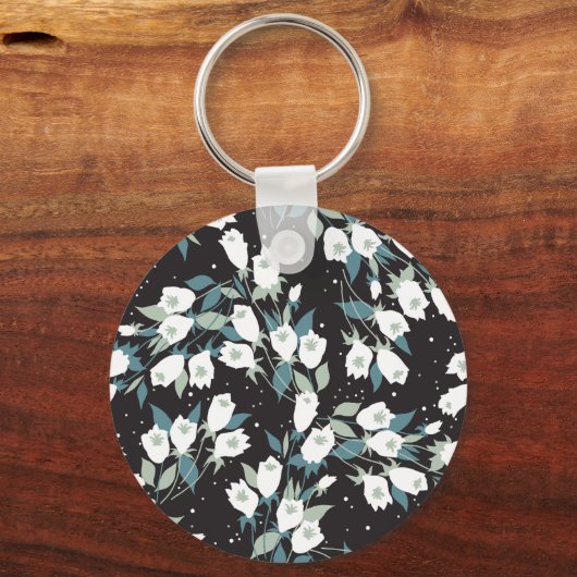 チューリエレガントップ花模様(黒)背景 キーホルダー (裏面)