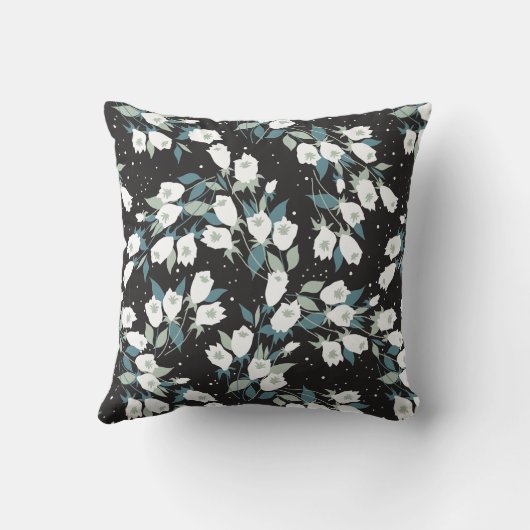 チューリエレガントップ花模様(黒)背景 クッション (裏面)