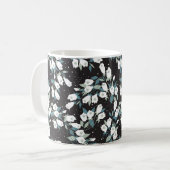 チューリエレガントップ花模様(黒)背景 コーヒーマグカップ (正面左)