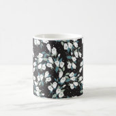 チューリエレガントップ花模様(黒)背景 コーヒーマグカップ (中央)
