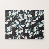 チューリエレガントップ花模様（黒）背景 ジグソーパズル (横)