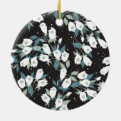 チューリエレガントップ花模様(黒)背景 セラミックオーナメント (裏面)