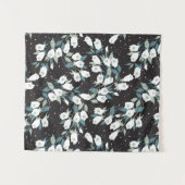 チューリエレガントップ花模様（黒）背景 タペストリー (正面(横))