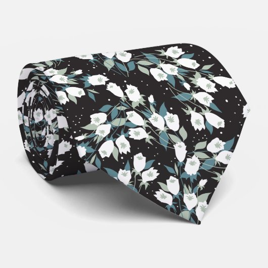 チューリエレガントップ花模様（黒）背景 ネクタイ (ロール)