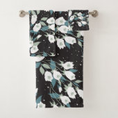 チューリエレガントップ花模様(黒)背景 バスタオルセット (インサイチュ)