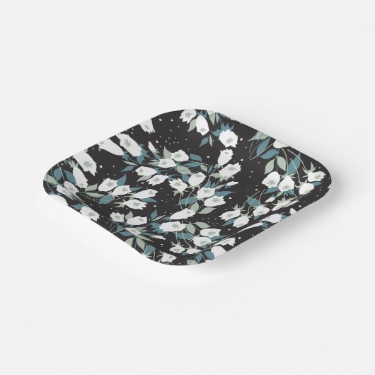 チューリエレガントップ花模様（黒）背景 ペーパープレート (傾斜あり)