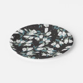 チューリエレガントップ花模様（黒）背景 ペーパープレート (アングル)