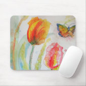 チューリカラフルップとバタフライウォーターのカラーフローラ マウスパッド (マウス)