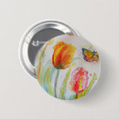 チューリカラフルップとバタフライウォーターのカラーフローラ 缶バッジ (正面&裏面)