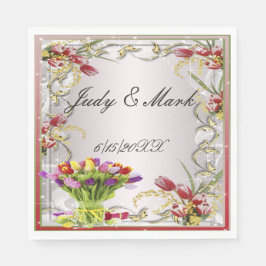 チューリカラフルップフローラ紙ナプキンス スタンダードランチョンナプキン