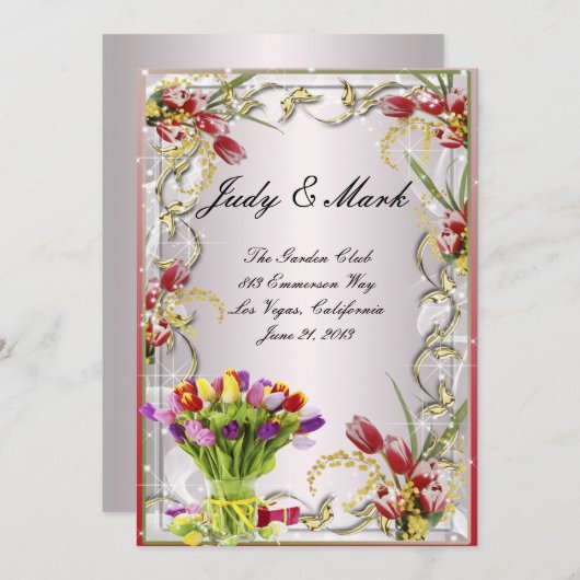 チューリカラフルップフローラ結婚のメニューカード メニュー (正面/裏面)