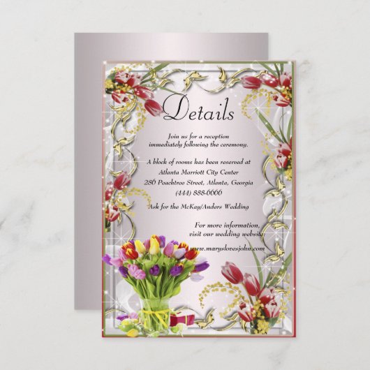 チューリカラフルップフローラ結婚の詳細 エンクロージャーカード (正面/裏面)