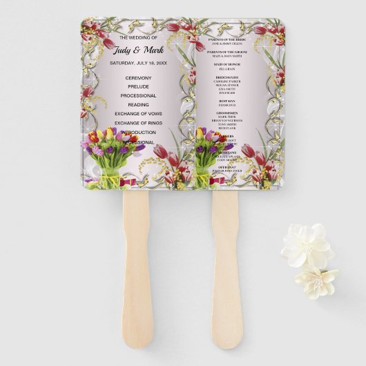 チューリカラフルップフローラ結婚式 プログラム ハンドファン (正面&裏面)
