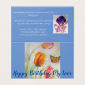 チューリカラフルップ水彩アートラブ誕生日カード (外部フラット)