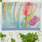 チューリカラフルップ水彩女性名ティータオル キッチンタオル (折り畳み)