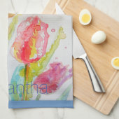 チューリカラフルップ水彩女性名ティータオル キッチンタオル (四つ折り)