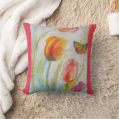 チューリカラフルップ水彩花フローラクッション クッション (ブランケット)