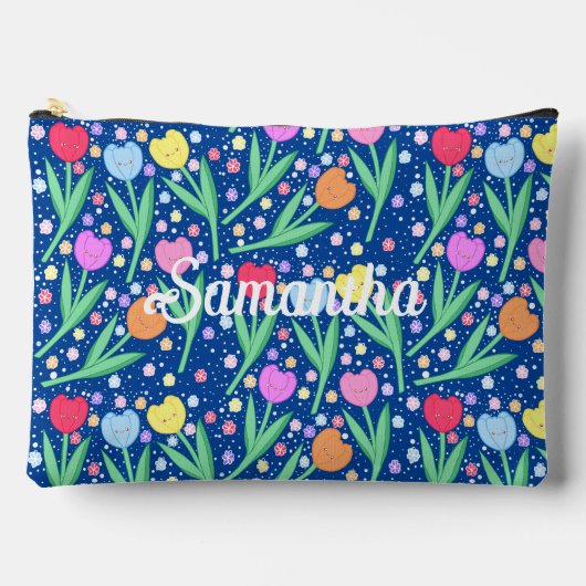 チューリカラフルップ花 アクセサリーポーチ (正面)