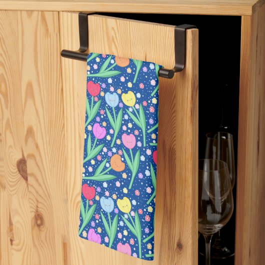 チューリカラフルップ花 キッチンタオル (三つ折り)