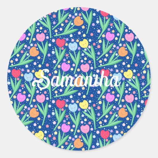 チューリカラフルップ花 ラウンドシール (正面)