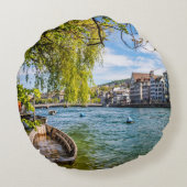 チューリッヒのリムマット川 ラウンドクッション (裏面)