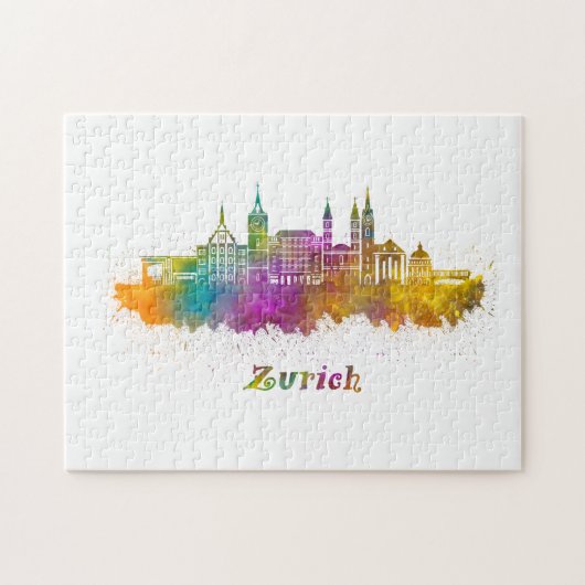 チューリッヒの地平線 水彩画 ジグソーパズル (横)