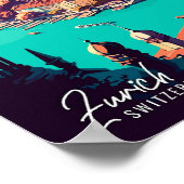 チューリッヒスイスアートヴィンテージ旅行イラストレーション ポスター (角)