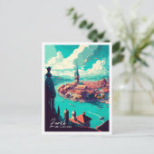 チューリッヒスイスアートヴィンテージ旅行イラストレーション ポストカード (スタンド正面)