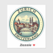 チューリッヒスイスイラストレーショントラベルアートバッジ シール (シート)