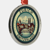 チューリッヒスイスイラストレーショントラベルアートバッジ メタルオーナメント (右)