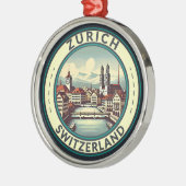 チューリッヒスイスイラストレーショントラベルアートバッジ メタルオーナメント (左)