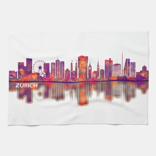 チューリッヒスイススカイライン キッチンタオル (横)