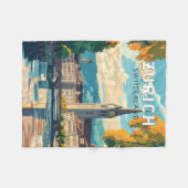 チューリッヒスイストラベルアートヴィンテージ フリースブランケット (正面(横))