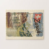 チューリッヒスイスパインターリートラベルアートヴィンテージ ジグソーパズル (横)