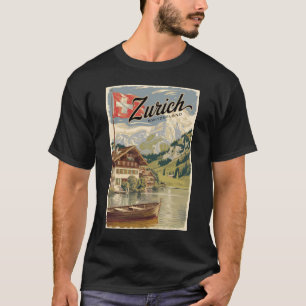チューリッヒスイスパインターリートラベルアートヴィンテージ Tシャツ