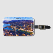 チューリッヒスイスパノラマビューウォーターカラー ラゲッジタグ (正面横)