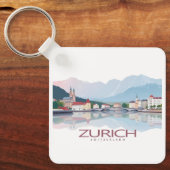 チューリッヒスイスレイクチューリッヒパステルトラベル キーホルダー (正面)