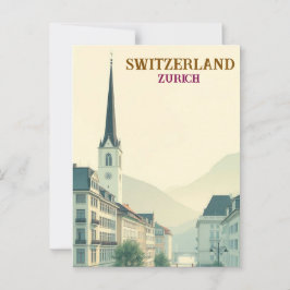 チューリッヒスイスヴィンテージトラベルアート ポストカード