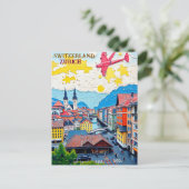 チューリッヒスイスヴィンテージトラベルアート ポストカード (スタンド正面)