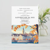 チューリッヒスイス結婚式招待状レトロ 招待状 (スタンド正面)